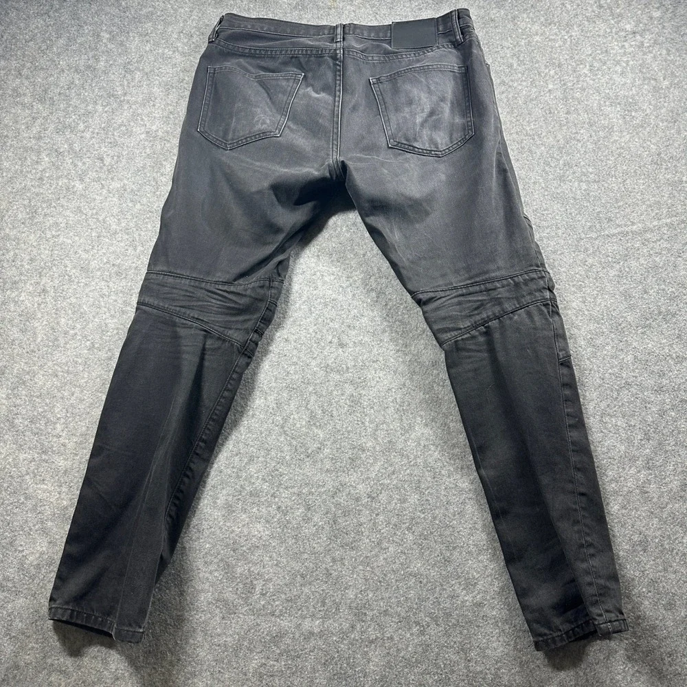 En Noir Gap Biker Jeans Mens 33x30 Black Moto Ribbed Knee Streetwear Denim